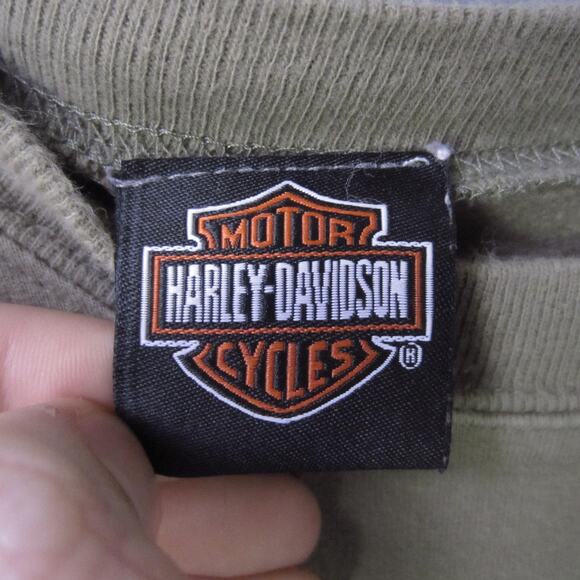 Harley-Davidson Shirt Mens Large Olive Green Eagle Orlando Florida Dealer Biker - Picture 2 of 8